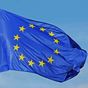 Flag of EU in the wind
