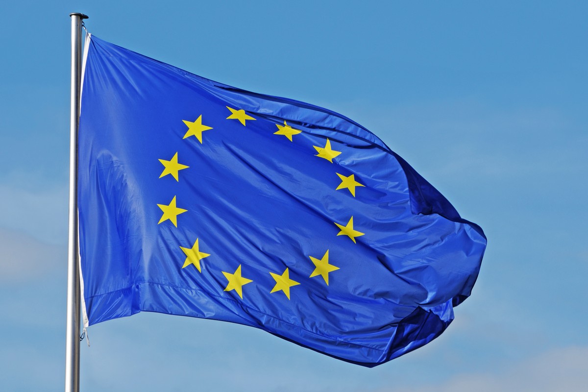 Flag of EU in the wind